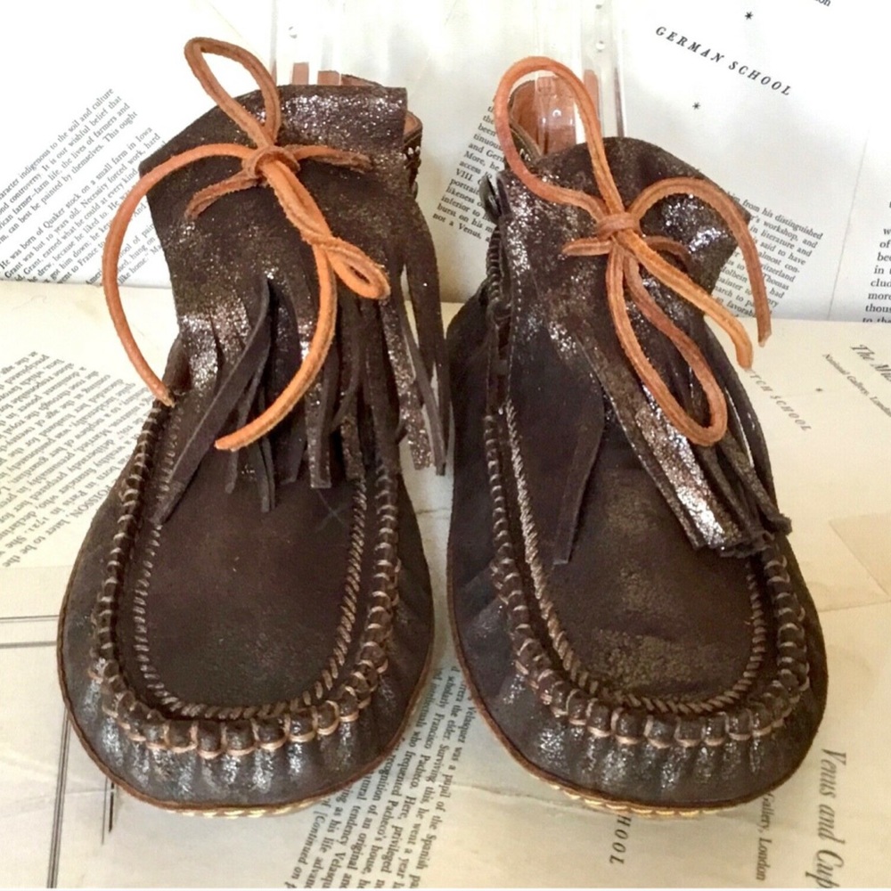 Free People Moccasin Brushed Metallic Studded36/6 - Picture 4 of 6